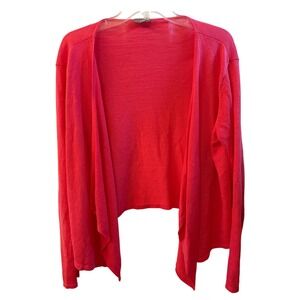 J. Jill Linen Blend Pink Waterfall Cardigan Coastal Travel Womens Size Medium